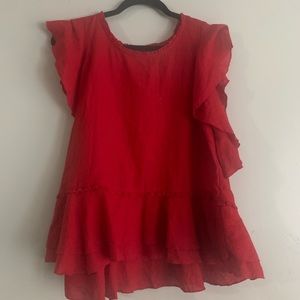 Red Ruffle Top